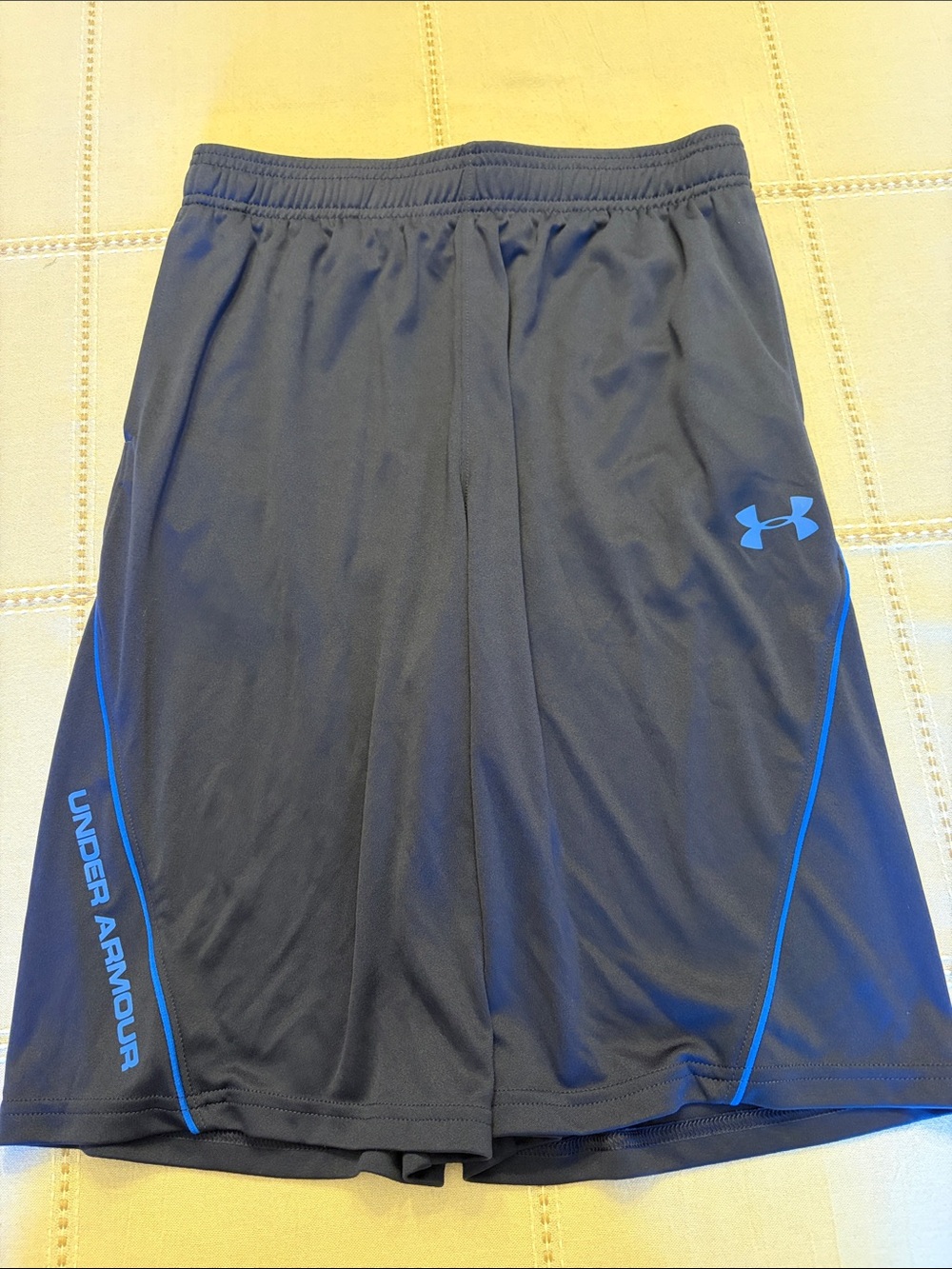 Under Armour Black Shorts with Blue Logo and Piping
